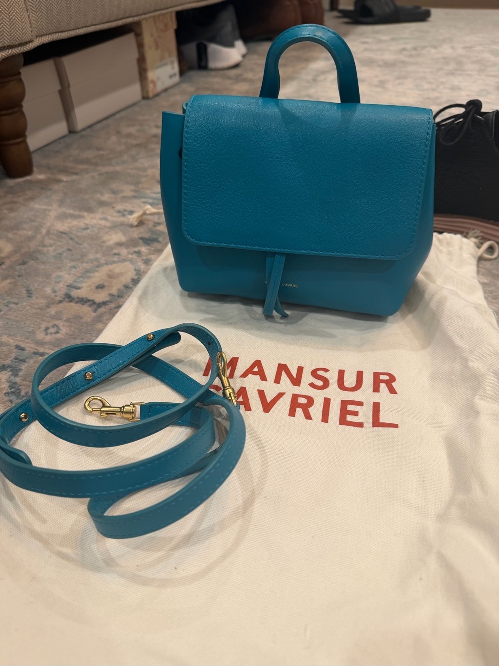 Mansur Gavriel Teal Mini Backpack - Picture 2 of 12